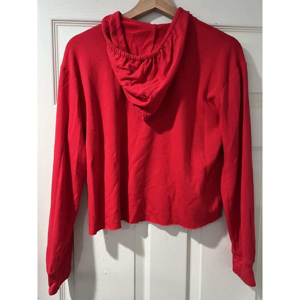 Soulcycle Cropped Long Sleeve Red Graphic Hoodie Size X-Small A003293 - Picture 5 of 8